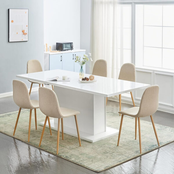 FurnitureR Dining Chairs Set of 4 Comfortable Upholstered Fabric Suede, Armless Side Chairs for Home, Kitchen, Living Room, Bedroom, Restaurant, and Café (Brown)