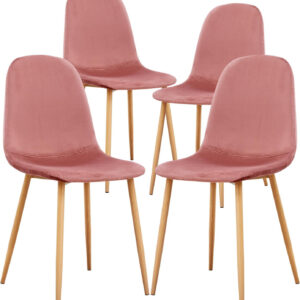 FurnitureR Dining Chairs Set of 4 Comfortable Upholstered Fabric Suede, Armless Side Chairs for Home, Kitchen, Living Room, Bedroom, Restaurant, and Café (Brown)