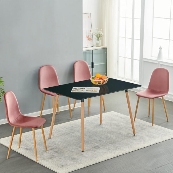 FurnitureR Dining Chairs Set of 4 Comfortable Upholstered Fabric Suede, Armless Side Chairs for Home, Kitchen, Living Room, Bedroom, Restaurant, and Café (Brown)