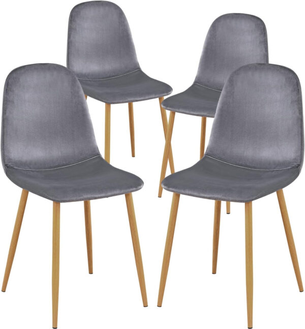 FurnitureR Dining Chairs Set of 4 Comfortable Upholstered Fabric Suede, Armless Side Chairs for Home, Kitchen, Living Room, Bedroom, Restaurant, and Café (Brown)