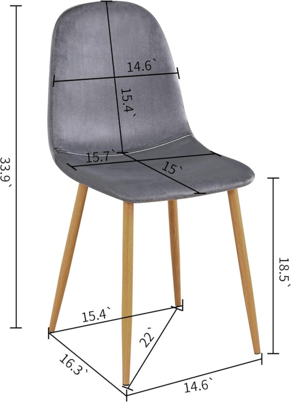 FurnitureR Dining Chairs Set of 4 Comfortable Upholstered Fabric Suede, Armless Side Chairs for Home, Kitchen, Living Room, Bedroom, Restaurant, and Café (Brown)