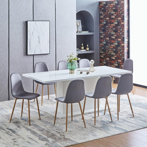 FurnitureR Dining Chairs Set of 4 Comfortable Upholstered Fabric Suede, Armless Side Chairs for Home, Kitchen, Living Room, Bedroom, Restaurant, and Café (Brown)