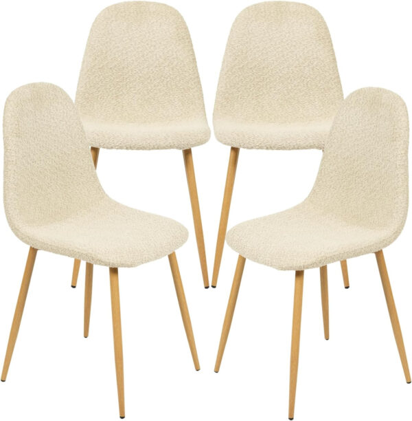 FurnitureR Dining Chairs Set of 4 Comfortable Upholstered Fabric Suede, Armless Side Chairs for Home, Kitchen, Living Room, Bedroom, Restaurant, and Café (Brown)