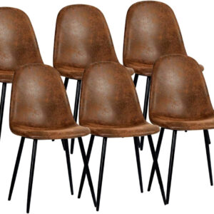 FurnitureR Dining Chairs Set of 4 Comfortable Upholstered Fabric Suede, Armless Side Chairs for Home, Kitchen, Living Room, Bedroom, Restaurant, and Café (Brown)