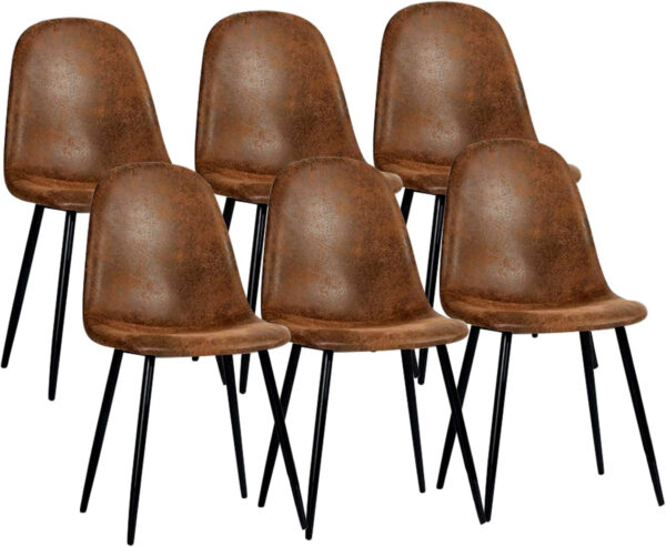 FurnitureR Dining Chairs Set of 4 Comfortable Upholstered Fabric Suede, Armless Side Chairs for Home, Kitchen, Living Room, Bedroom, Restaurant, and Café (Brown)