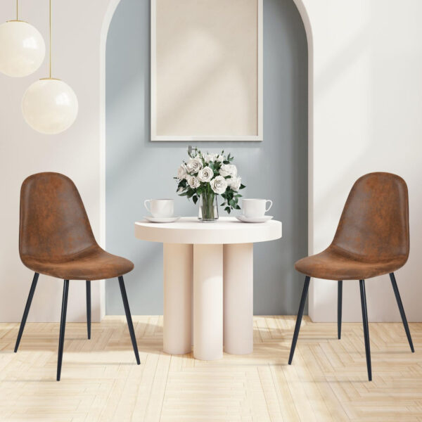 FurnitureR Dining Chairs Set of 4 Comfortable Upholstered Fabric Suede, Armless Side Chairs for Home, Kitchen, Living Room, Bedroom, Restaurant, and Café (Brown)