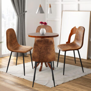 FurnitureR Dining Chairs Set of 4 Comfortable Upholstered Fabric Suede, Armless Side Chairs for Home, Kitchen, Living Room, Bedroom, Restaurant, and Café (Brown)