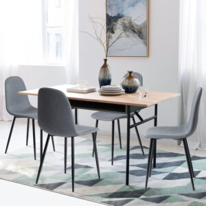 FurnitureR Dining Chairs Set of 4 Comfortable Upholstered Fabric Suede, Armless Side Chairs for Home, Kitchen, Living Room, Bedroom, Restaurant, and Café (Brown)