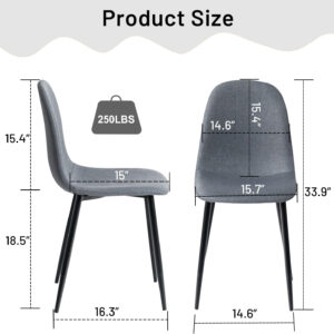 FurnitureR Dining Chairs Set of 4 Comfortable Upholstered Fabric Suede, Armless Side Chairs for Home, Kitchen, Living Room, Bedroom, Restaurant, and Café (Brown)