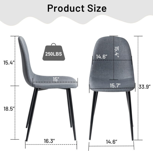 FurnitureR Dining Chairs Set of 4 Comfortable Upholstered Fabric Suede, Armless Side Chairs for Home, Kitchen, Living Room, Bedroom, Restaurant, and Café (Brown)