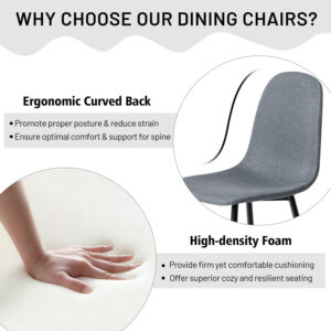 FurnitureR Dining Chairs Set of 4 Comfortable Upholstered Fabric Suede, Armless Side Chairs for Home, Kitchen, Living Room, Bedroom, Restaurant, and Café (Brown)