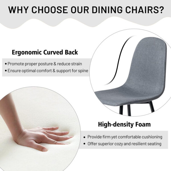 FurnitureR Dining Chairs Set of 4 Comfortable Upholstered Fabric Suede, Armless Side Chairs for Home, Kitchen, Living Room, Bedroom, Restaurant, and Café (Brown)