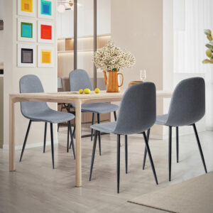 FurnitureR Dining Chairs Set of 4 Comfortable Upholstered Fabric Suede, Armless Side Chairs for Home, Kitchen, Living Room, Bedroom, Restaurant, and Café (Brown)