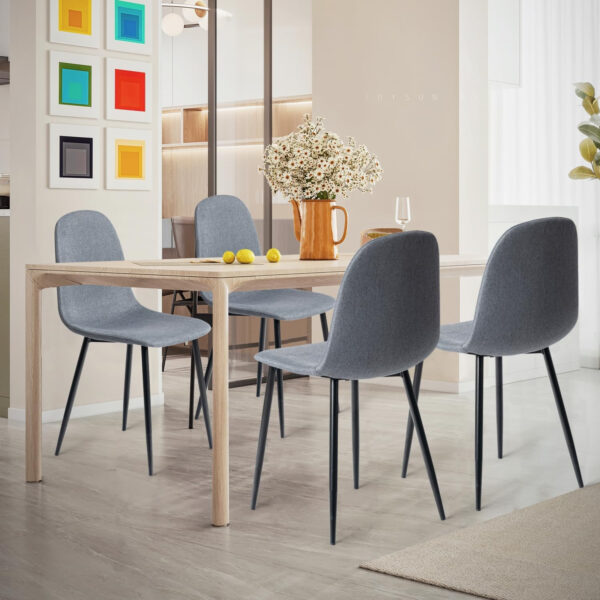 FurnitureR Dining Chairs Set of 4 Comfortable Upholstered Fabric Suede, Armless Side Chairs for Home, Kitchen, Living Room, Bedroom, Restaurant, and Café (Brown)