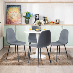 FurnitureR Dining Chairs Set of 4 Comfortable Upholstered Fabric Suede, Armless Side Chairs for Home, Kitchen, Living Room, Bedroom, Restaurant, and Café (Brown)