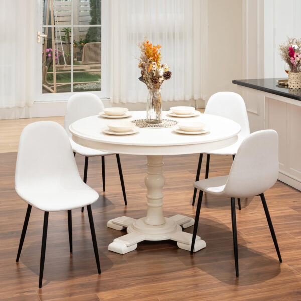 FurnitureR Dining Chairs Set of 4 Comfortable Upholstered Fabric Suede, Armless Side Chairs for Home, Kitchen, Living Room, Bedroom, Restaurant, and Café (Brown)