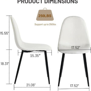 FurnitureR Dining Chairs Set of 4 Comfortable Upholstered Fabric Suede, Armless Side Chairs for Home, Kitchen, Living Room, Bedroom, Restaurant, and Café (Brown)