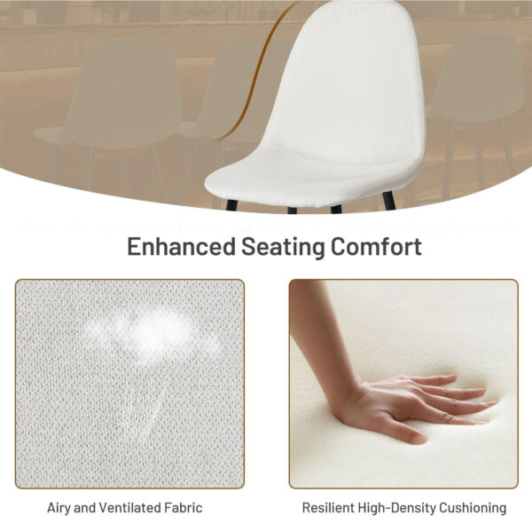 FurnitureR Dining Chairs Set of 4 Comfortable Upholstered Fabric Suede, Armless Side Chairs for Home, Kitchen, Living Room, Bedroom, Restaurant, and Café (Brown)