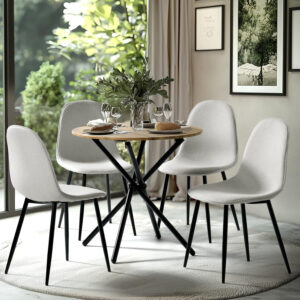 FurnitureR Dining Chairs Set of 4 Comfortable Upholstered Fabric Suede, Armless Side Chairs for Home, Kitchen, Living Room, Bedroom, Restaurant, and Café (Brown)