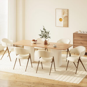 COLAMY Dining Chairs Set of 6, Modern Dining Room Chairs with 135° Recline & 18.9" Wide Seat - Ergonomic Fabric Upholstered Side Chairs for Home, Cafe (Beige)