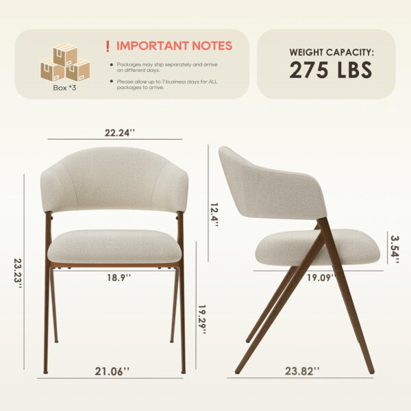 COLAMY Dining Chairs Set of 6, Modern Dining Room Chairs with 135° Recline & 18.9" Wide Seat - Ergonomic Fabric Upholstered Side Chairs for Home, Cafe (Beige)