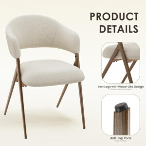 COLAMY Dining Chairs Set of 6, Modern Dining Room Chairs with 135° Recline & 18.9" Wide Seat - Ergonomic Fabric Upholstered Side Chairs for Home, Cafe (Beige)