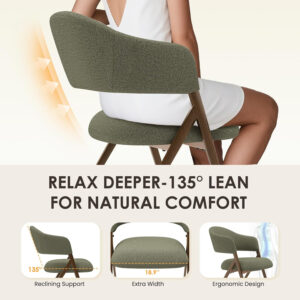 COLAMY Dining Chairs Set of 6, Modern Dining Room Chairs with 135° Recline & 18.9" Wide Seat - Ergonomic Fabric Upholstered Side Chairs for Home, Cafe (Beige)