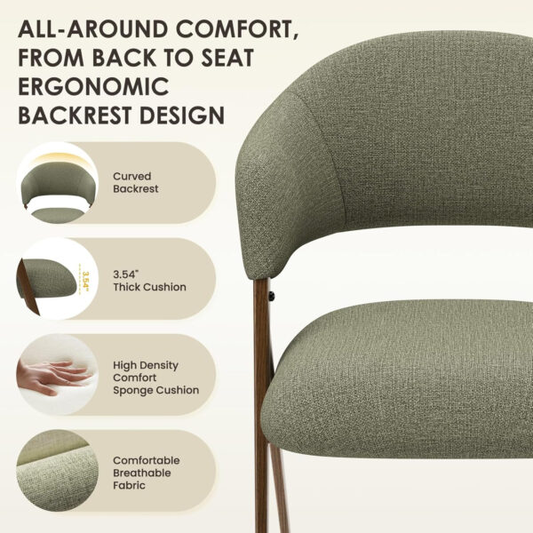 COLAMY Dining Chairs Set of 6, Modern Dining Room Chairs with 135° Recline & 18.9" Wide Seat - Ergonomic Fabric Upholstered Side Chairs for Home, Cafe (Beige)