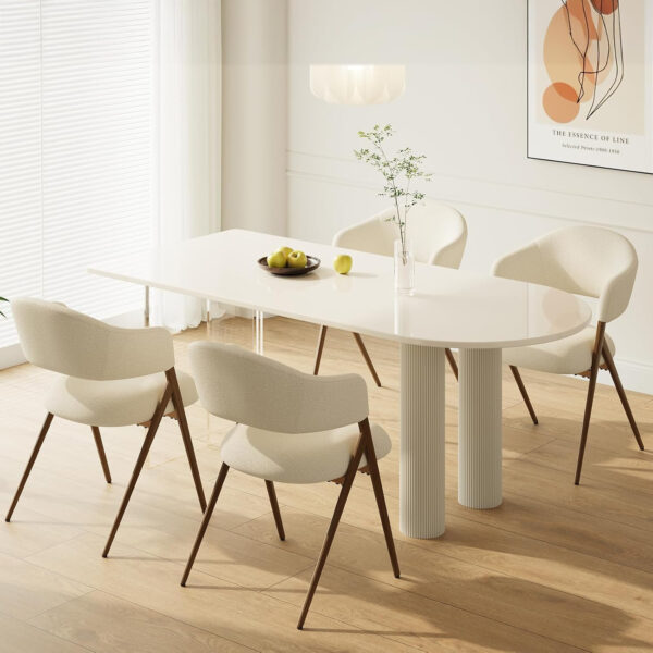 COLAMY Dining Chairs Set of 6, Modern Dining Room Chairs with 135° Recline & 18.9" Wide Seat - Ergonomic Fabric Upholstered Side Chairs for Home, Cafe (Beige)