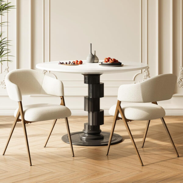 COLAMY Dining Chairs Set of 6, Modern Dining Room Chairs with 135° Recline & 18.9" Wide Seat - Ergonomic Fabric Upholstered Side Chairs for Home, Cafe (Beige)