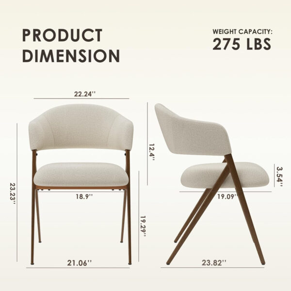 COLAMY Dining Chairs Set of 6, Modern Dining Room Chairs with 135° Recline & 18.9" Wide Seat - Ergonomic Fabric Upholstered Side Chairs for Home, Cafe (Beige)