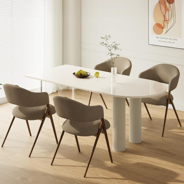 COLAMY Dining Chairs Set of 6, Modern Dining Room Chairs with 135° Recline & 18.9" Wide Seat - Ergonomic Fabric Upholstered Side Chairs for Home, Cafe (Beige)