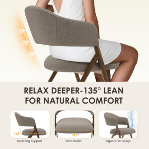 COLAMY Dining Chairs Set of 6, Modern Dining Room Chairs with 135° Recline & 18.9" Wide Seat - Ergonomic Fabric Upholstered Side Chairs for Home, Cafe (Beige)