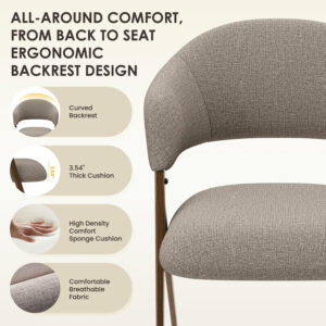 COLAMY Dining Chairs Set of 6, Modern Dining Room Chairs with 135° Recline & 18.9" Wide Seat - Ergonomic Fabric Upholstered Side Chairs for Home, Cafe (Beige)