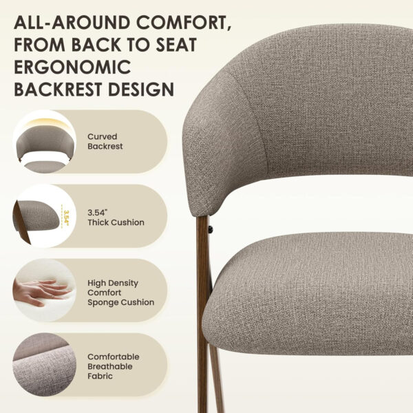 COLAMY Dining Chairs Set of 6, Modern Dining Room Chairs with 135° Recline & 18.9" Wide Seat - Ergonomic Fabric Upholstered Side Chairs for Home, Cafe (Beige)