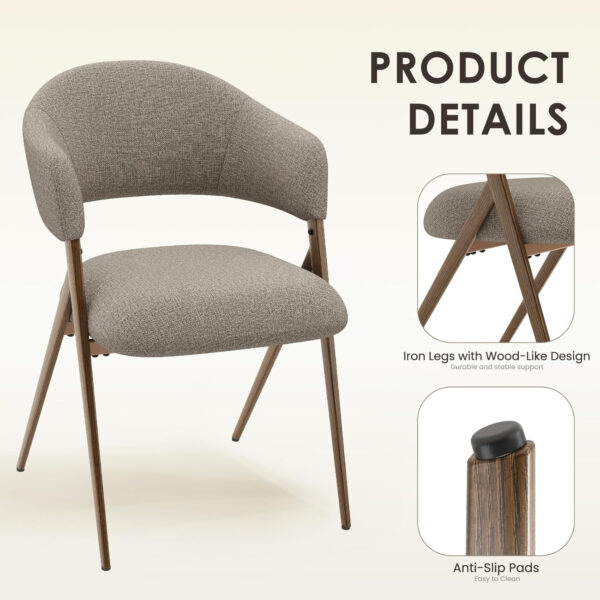 COLAMY Dining Chairs Set of 6, Modern Dining Room Chairs with 135° Recline & 18.9" Wide Seat - Ergonomic Fabric Upholstered Side Chairs for Home, Cafe (Beige)