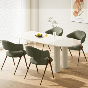 COLAMY Dining Chairs Set of 6, Modern Dining Room Chairs with 135° Recline & 18.9" Wide Seat - Ergonomic Fabric Upholstered Side Chairs for Home, Cafe (Beige)