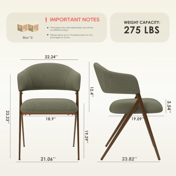 COLAMY Dining Chairs Set of 6, Modern Dining Room Chairs with 135° Recline & 18.9" Wide Seat - Ergonomic Fabric Upholstered Side Chairs for Home, Cafe (Beige)