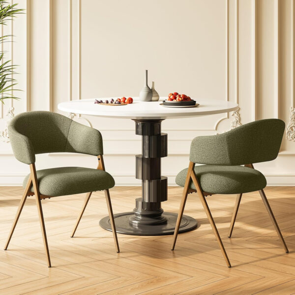 COLAMY Dining Chairs Set of 6, Modern Dining Room Chairs with 135° Recline & 18.9" Wide Seat - Ergonomic Fabric Upholstered Side Chairs for Home, Cafe (Beige)