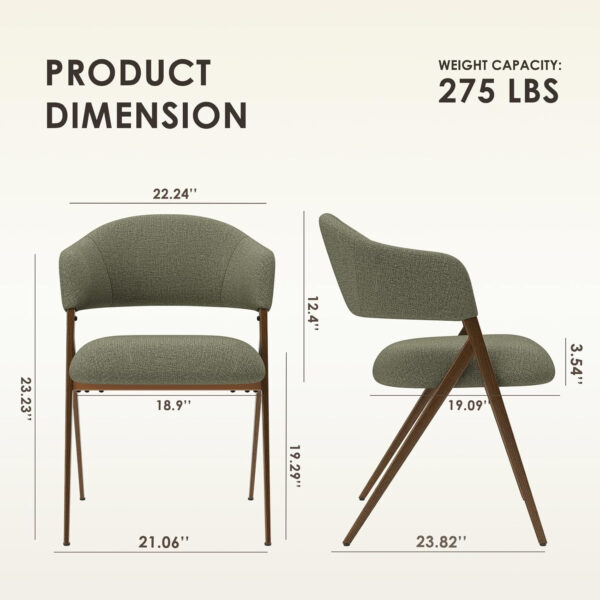 COLAMY Dining Chairs Set of 6, Modern Dining Room Chairs with 135° Recline & 18.9" Wide Seat - Ergonomic Fabric Upholstered Side Chairs for Home, Cafe (Beige)