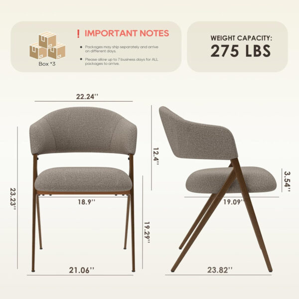 COLAMY Dining Chairs Set of 6, Modern Dining Room Chairs with 135° Recline & 18.9" Wide Seat - Ergonomic Fabric Upholstered Side Chairs for Home, Cafe (Beige)