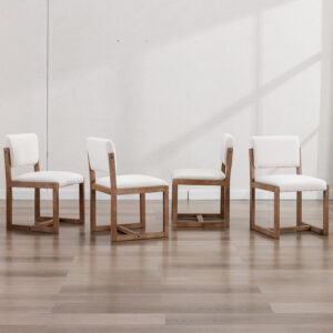 68872077ae235abdf78511ea9b0666d792b33e0b779f8df802c9f.jpg DUOMAY Upholstered Dining Chairs Set of 2, Mid-Century Modern Dining Room Chairs, Boucle Fabric Kitchen Side Chairs with Wood Legs, White