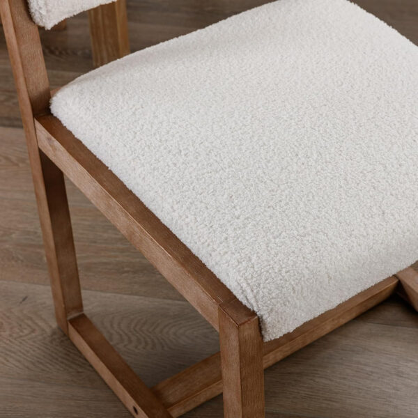 68872079d3ae9748aebb3bee88d3755ae6da330419f702d18615a.jpg DUOMAY Upholstered Dining Chairs Set of 2, Mid-Century Modern Dining Room Chairs, Boucle Fabric Kitchen Side Chairs with Wood Legs, White