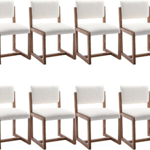 6887207d3b31583773e77f7d3b8de55170a1c91afb3d3337149a6.jpg DUOMAY Upholstered Dining Chairs Set of 2, Mid-Century Modern Dining Room Chairs, Boucle Fabric Kitchen Side Chairs with Wood Legs, White