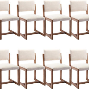 6887207e9625adedb6e783ed09a77cde01fc303197a6487fe0460.jpg DUOMAY Upholstered Dining Chairs Set of 2, Mid-Century Modern Dining Room Chairs, Boucle Fabric Kitchen Side Chairs with Wood Legs, White