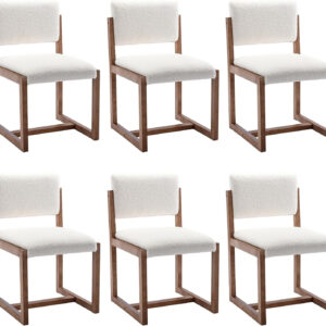 6887208c0606dab951bea2d1e36ef722e45ad99e0b60099c30e8c.jpg DUOMAY Upholstered Dining Chairs Set of 2, Mid-Century Modern Dining Room Chairs, Boucle Fabric Kitchen Side Chairs with Wood Legs, White