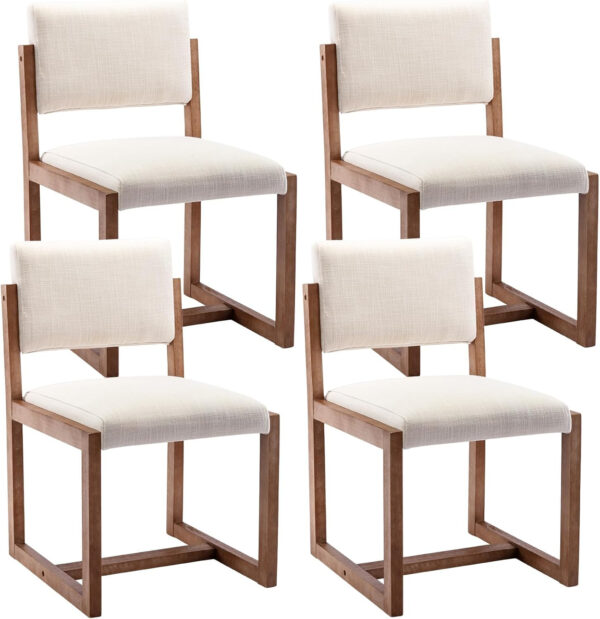 6887209668561f664a96f2fc43363ef83ce303939e62e65227e21.jpg DUOMAY Upholstered Dining Chairs Set of 2, Mid-Century Modern Dining Room Chairs, Boucle Fabric Kitchen Side Chairs with Wood Legs, White