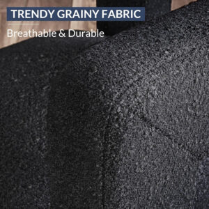 BELLEZE Modern Boucle Barrel Dining Chair Set of 6, Upholstered Linen Kitchen Boucle Armchair with Sidearms and Back, for Dining Room Living Room- Black