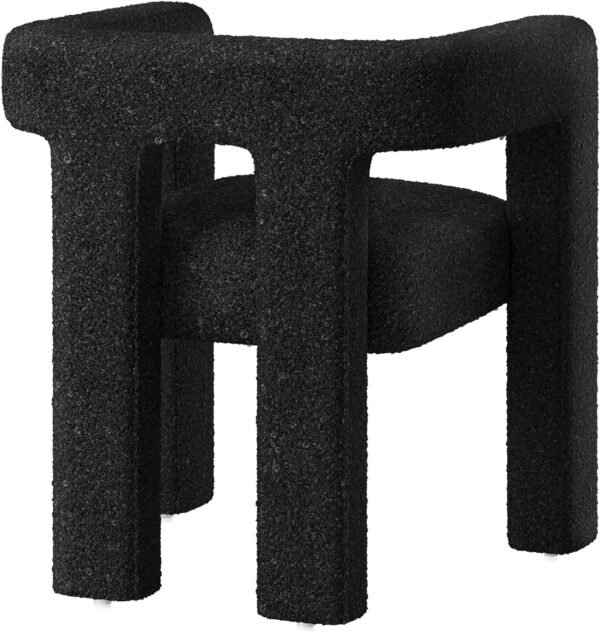 BELLEZE Modern Boucle Barrel Dining Chair Set of 6, Upholstered Linen Kitchen Boucle Armchair with Sidearms and Back, for Dining Room Living Room- Black
