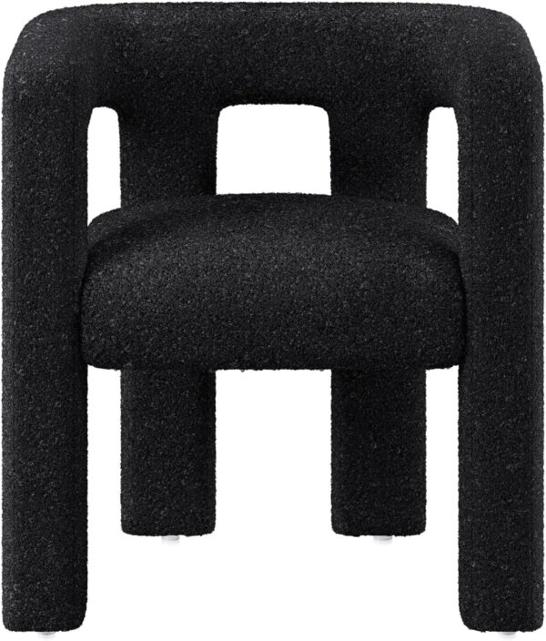 BELLEZE Modern Boucle Barrel Dining Chair Set of 6, Upholstered Linen Kitchen Boucle Armchair with Sidearms and Back, for Dining Room Living Room- Black